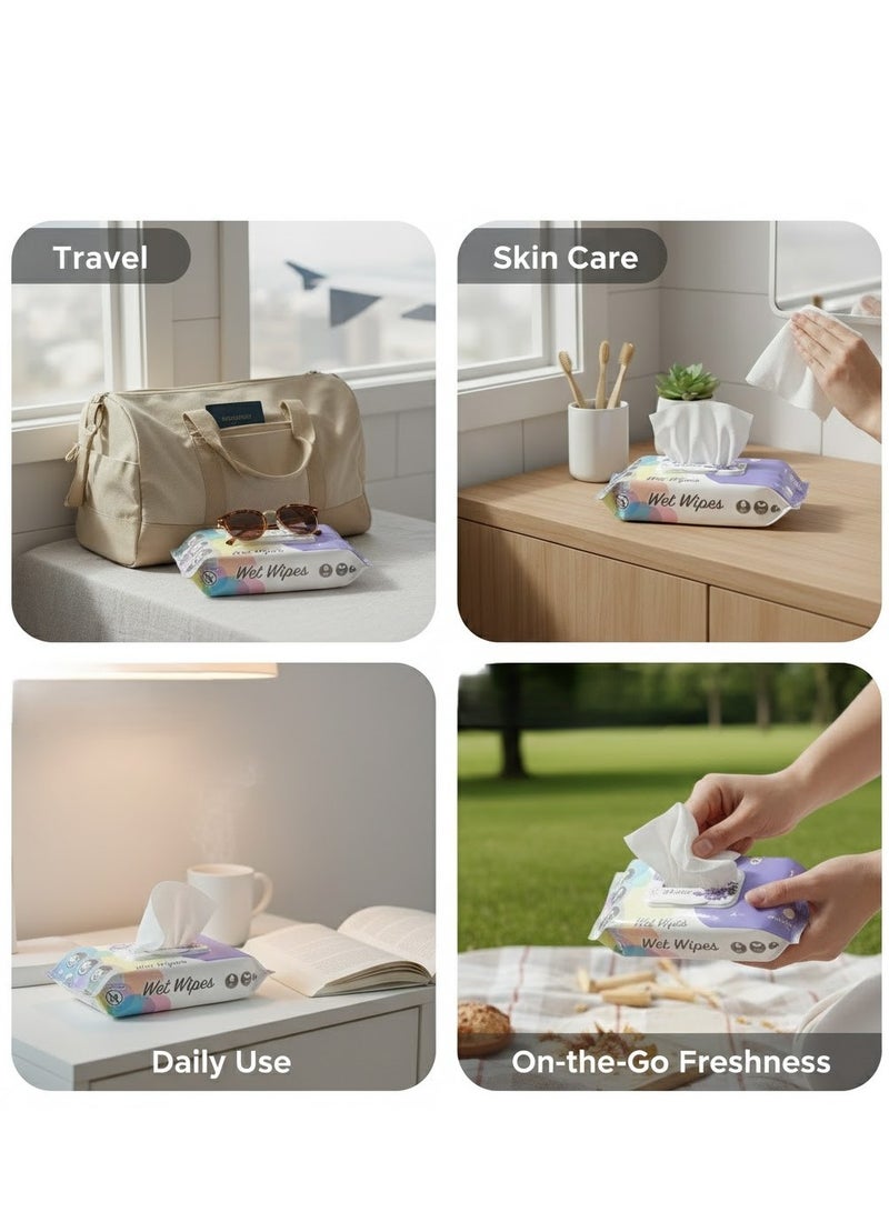 جلوبال ستار مناديل لافندر الرطبة من جلوبالستار – 120 قطعة × 12، مناديل مرطبة خالية من الكحول للعناية بالجلد - Image 2